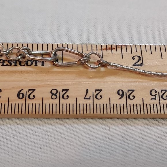 Unusual Sterling link-clasp & round oval bracelet w marcasite red stone charm - Picture 7 of 7